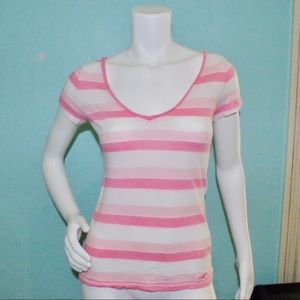 hollister pink striped tee